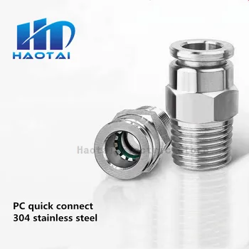 

M5 M6 1 / 8 "1 / 4" 3 / 8 "1 / 2" BSPT external thread pneumatic 304 stainless steel plug-in quick connector air connector pipe