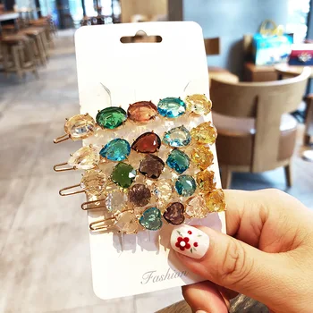 

Hairclips One-character Clip Headwear Female Simple Style Bangs Side Hairpin Crystal Shiny Rhinestones Snap Barrette Tools