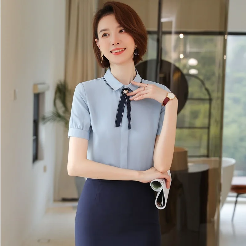 2021 Women 2 Pieces Formal Professional Suit With Slim Skirt And Blouse  With Tie Novelty White Female Office Ladies Shirt Sets - Skirt Suits -  AliExpress