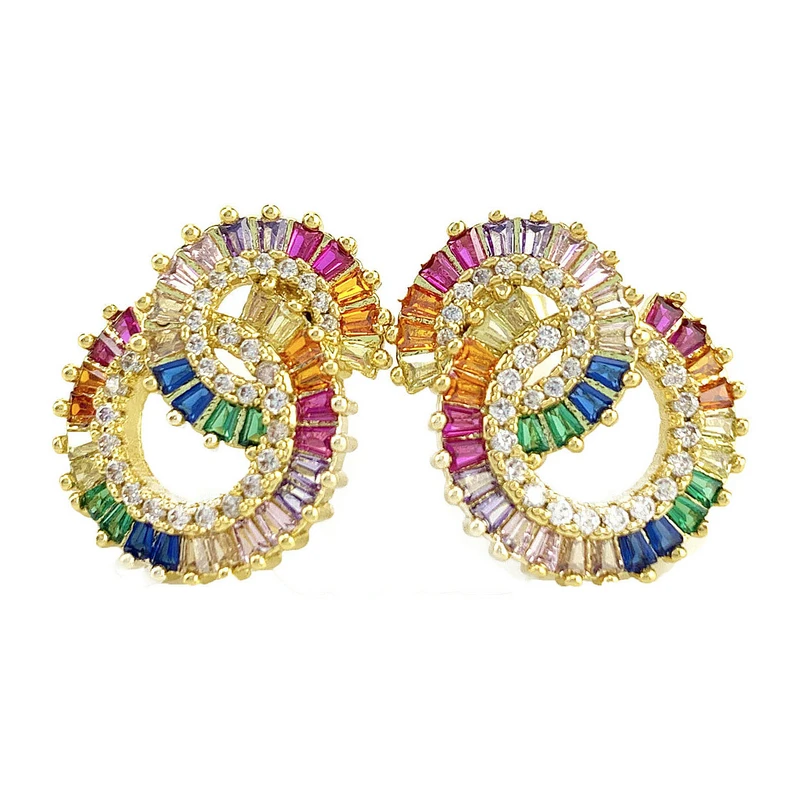 Серьги-гвоздики женские модные ювелирные изделия красивый дизайн. Позолоченные