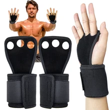 Gym Weightlifting Gloves 3 Holes Cowhide Leather Hand Grips Artistic Gymnastics Crossfit Grip Pull-ups Prevent Hand Blisters Rip