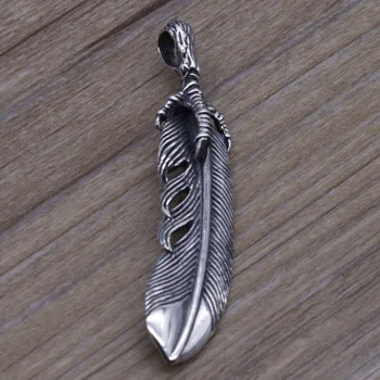 

Handmade Thai Silver Necklace S925 Sterling Silver Retro Feather Claw Pendant Male Domineering