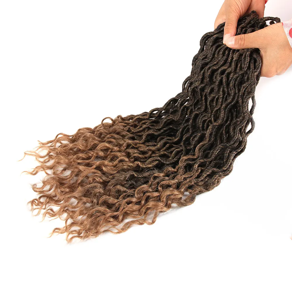 

Goddess Faux Locs Crochet Hair 18Inch Light Brown DreadLocks Synthetic Crochet Braids Hair Extensions Pre Looped Locs Bulk Pageu