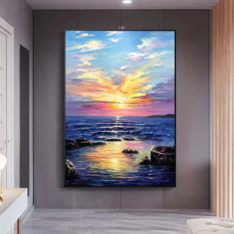 

Sunrise Pure hand-painted Oil Paintings Decorative Painting The Living Room Entrance Mural Horizontal Version Vertical Version S