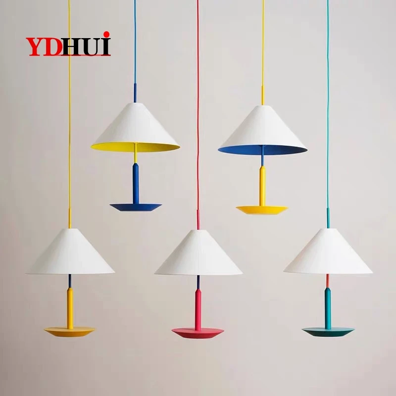 

Nordic Postmodern Creative Individual Bar Restaurant Lantern Designer Simple Colored Makaron Children's Room Chandelier