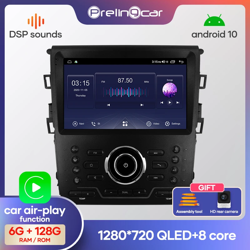 prelingcar Android 9.0 System Car IPS Touch Screen Stereo For Ford Mondeo player with buttons navigation system | Автомобили и