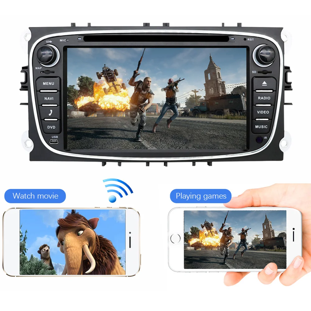 Автомобильный мультимедийный dvd плеер Eunavi 2 din 7 дюймов Android для Ford focus II Galaxy Transit