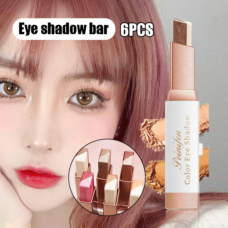 

6pcs Double Colors Eye Shadow Stick Glitter Eyeshadow Pen Gradient Makeup Waterproof Eyeshadow FRE-Drop