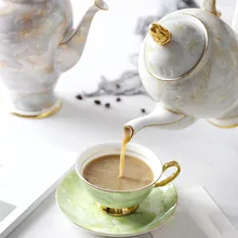 Британский высококлассный Пномпень костяной фарфор кофейная чашка набор посуды Европейский мраморный керамический чайник чайный набор кофейник бытовой чайник