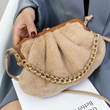 

Autumn And Winter Plush Shoulder Bag Simple Bags For Women 2021 Small Crossbody Bag Travel Chain Handbags and Purses