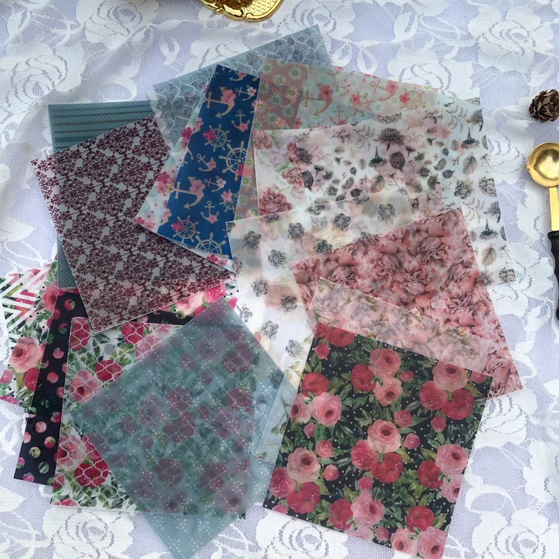 

24pcs Retro Flowers/Stripes/Dots Square Watercolor Collage Background Material Paper Junk Journal Deco sticker Scrapbooking