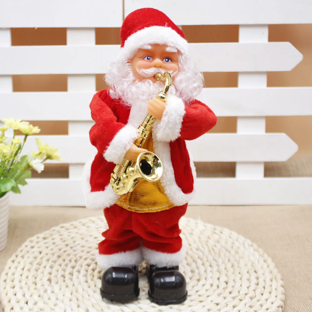 Рождественский Санта Клаус кукла игрушка электрические подвижные игрушечные Санта-клаусы с музыкальным инструментом дети для дома Рождество Счастливый год подарок 30 см