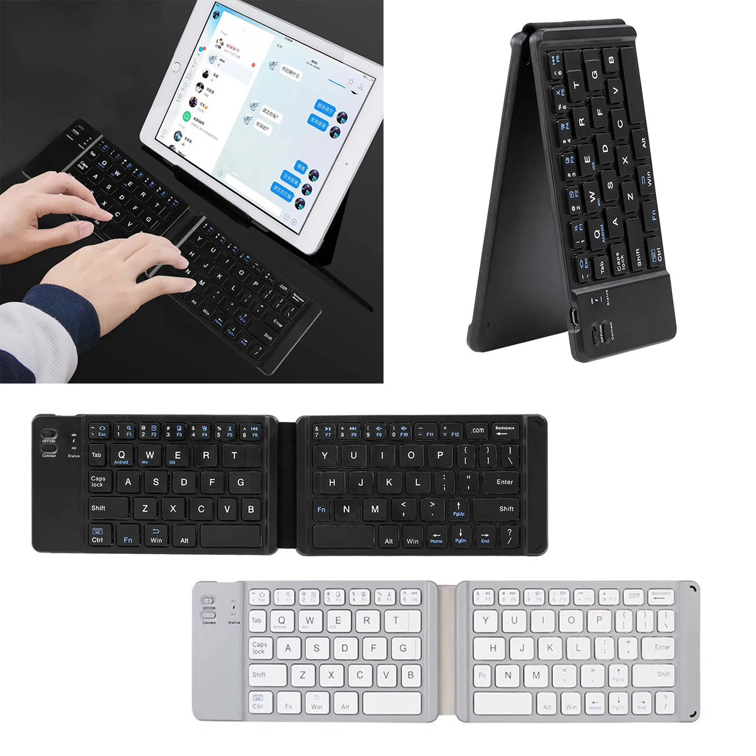 

Vococal Portable Universal Ultra-Slim Folding Wireless Bluetooth Keyboard with 67 Keys for Smartphone Tablets Laptop Computers
