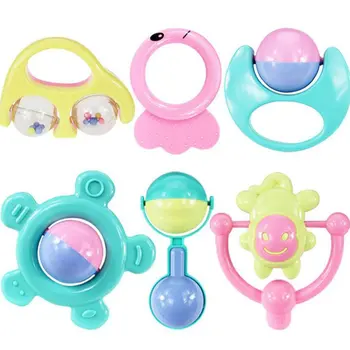 

6Pcs Baby RattleTeether Set baby boy girl rattle Toys Shake Grap Baby Hand Ratt Toy instrument early education puzzle toys