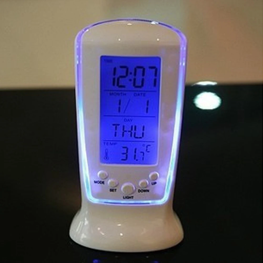 Светодиодный цифровой будильник с синей подсветкой ЖК-дисплей календарь термометр настольные часы электронные часы
