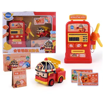 

Korea Robocar Poli Cars Amber Roy Model Toys Gas Station Kids Toys Anime Music Light Action Figure Toys For Children Gifts