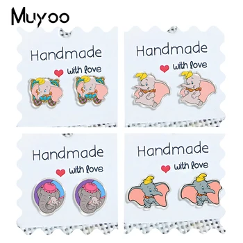 

2020 New Little Pink Elephant Stud Earring Dumbo Acrylic Earrings Epoxy Handamde Jewelry Gifts Children