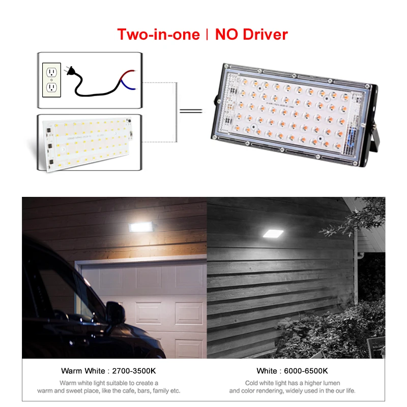 2PCS LED 칩 AC 220 50W 투광 램프 SMD2835 LED 램프 구슬 스마트 IC 스포트 라이트에 대 한 필요 없음 드라이버 DIY 야외 홍수 빛 칩