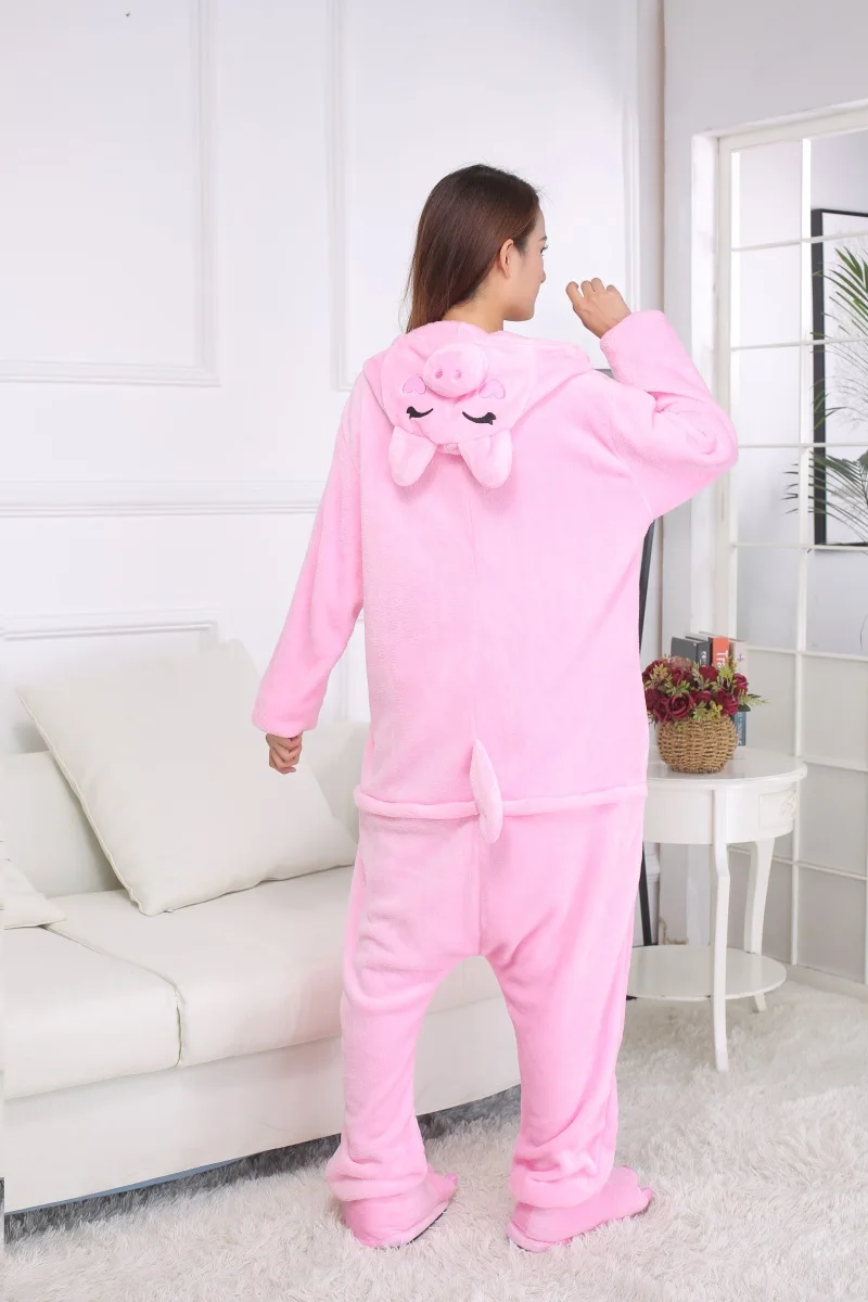 Cartoon Kigurumis With Slippers Women Girl Cute Onesie Zipper Sleepwear  Pig Pajama Christmas Festival Animal Suit