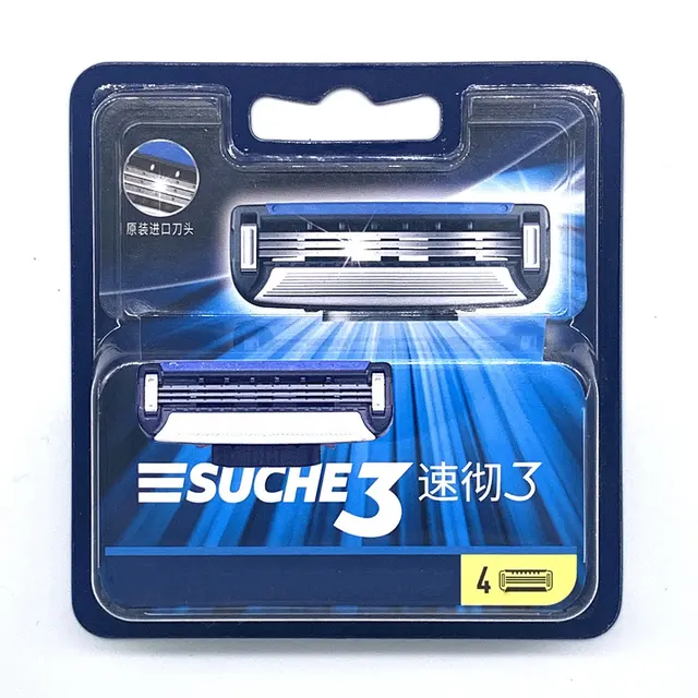 4pcs/lot Shaver Razor Blades Cassette Shaving Blade for Men Face 4-Layer Blades Compatible for Gillettee Mache 3 Machine 4