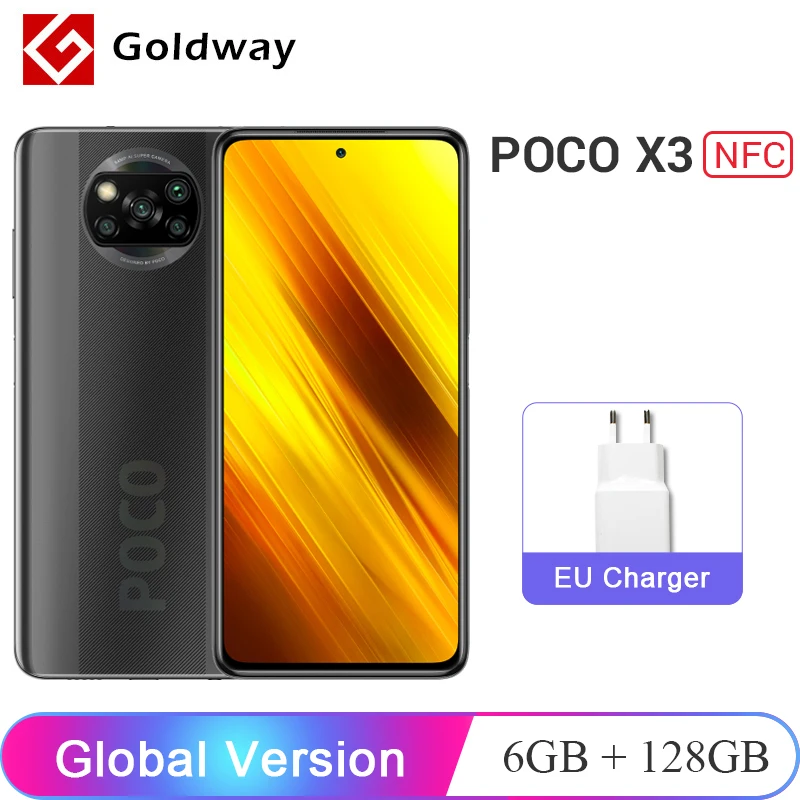 Global Version POCO X3 NFC 6GB 128GB Cellphone Snapdragon 732G 64MP Quad Camera 6.67&quot 120Hz DotDisplay 5160mAh 33W Charge | Мобильные