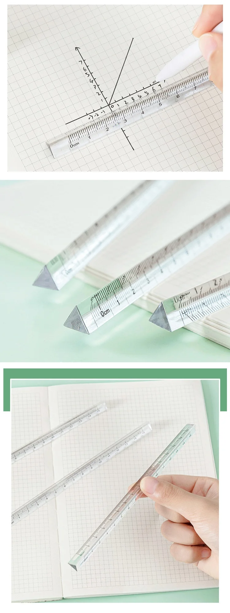 4 Règles Pliantes 30 Cm Transparentes – Rapporteur 180°, Plastique Solide, École & Bureau