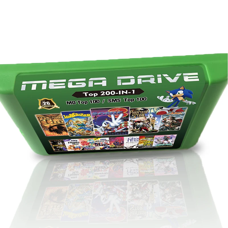 

New Hot 2G Game Card 200 in 1 For Sega Megadrive Video Game Console 100 Top MD Games + 100 Top Master System Games