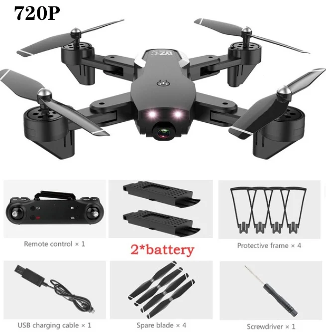 L107 Дрон 4K 2,4G wifi FPV с широкоугольной двойной HD камерой RC вертолет игрушка 20 минут долгое время полета складной портативный - Цвет: Black 720P 2B