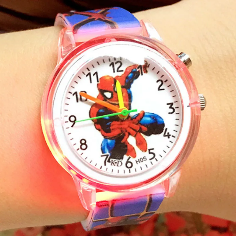 Spider-man Cartoon Children's Watch Luminous Clock Boy Printing Luminous Quartz Watch Happy Birthday Gift afbeelding