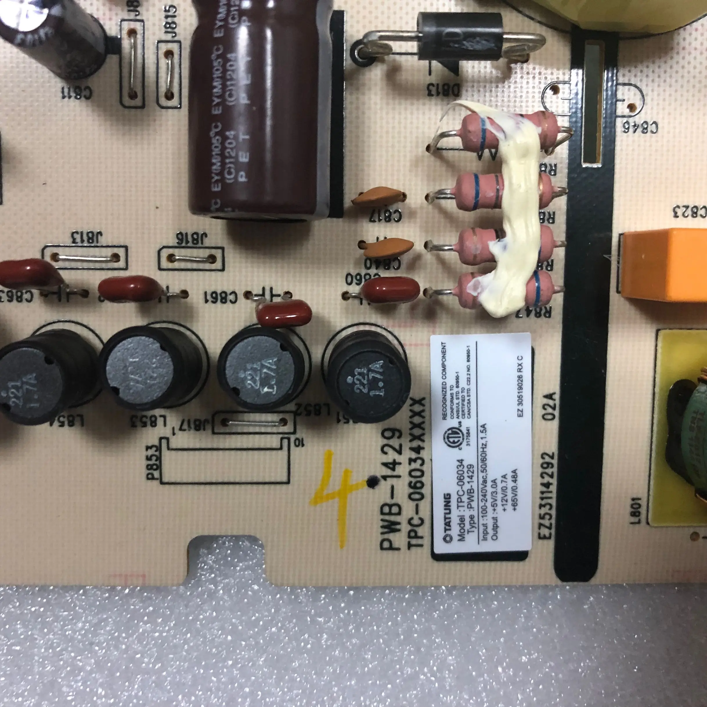 1 шт./lote Оригинальное качество, оригинальные аутентичные ZR2440W Высоковольтная плата PWB-1429 гарантированного качества TPC-06034XXXX