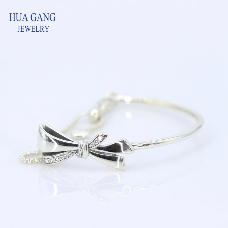 Высокое качество 925 стерлингового серебра ювелирные изделия великолепный галстук-бабочка браслет простой и элегантный ручной ювелирные изделия для женщин
