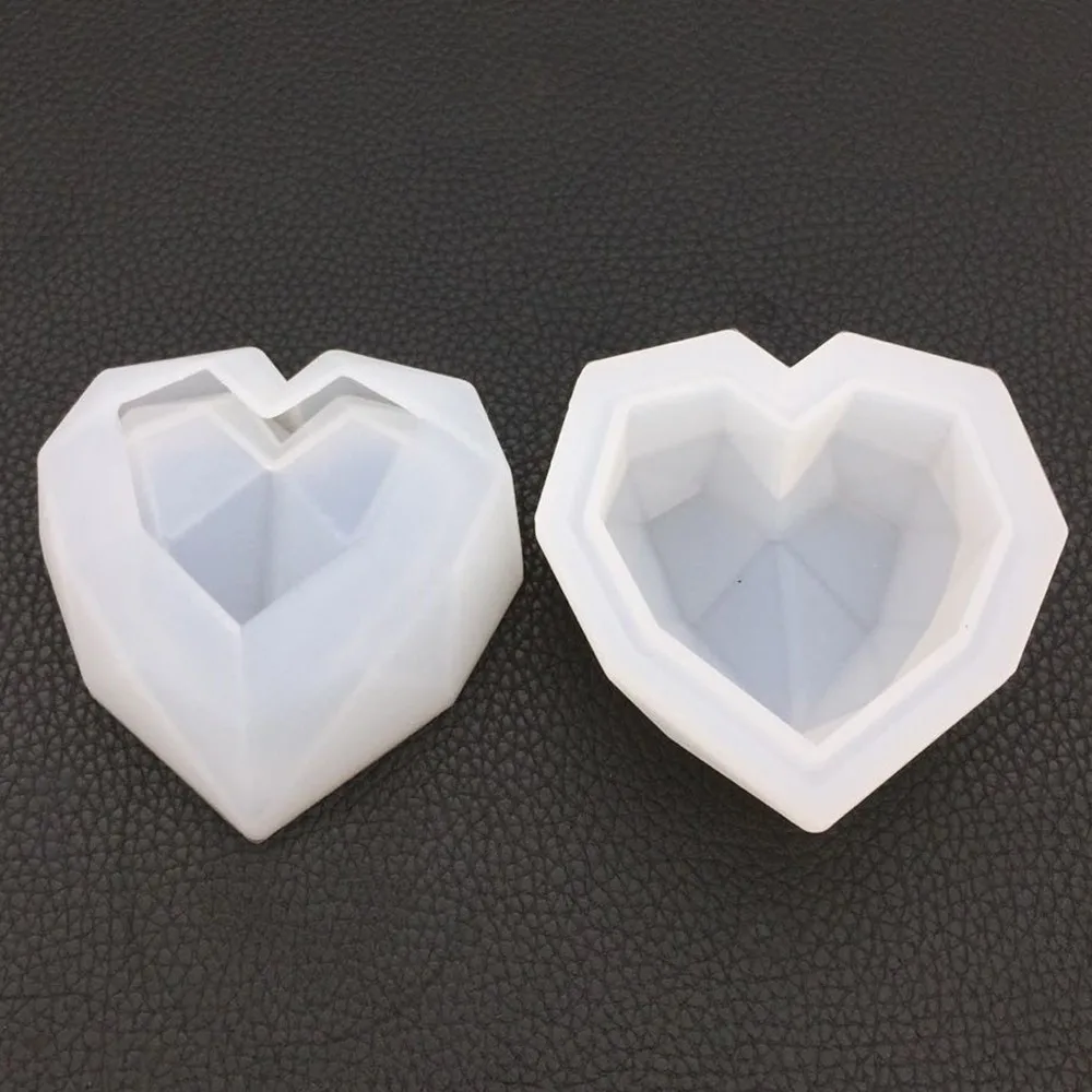 Geometric Heart Shaped Silicone Mold Epoxy Resin Cake Dessert Molds Cooking Baking Stereotype Tools Kitchen Supplies