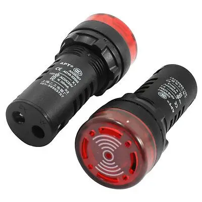 

2 Pcs Cylinder Shape ACDC 24V Red LED Buzzer Alarm Accident Signal Pilot Lamp