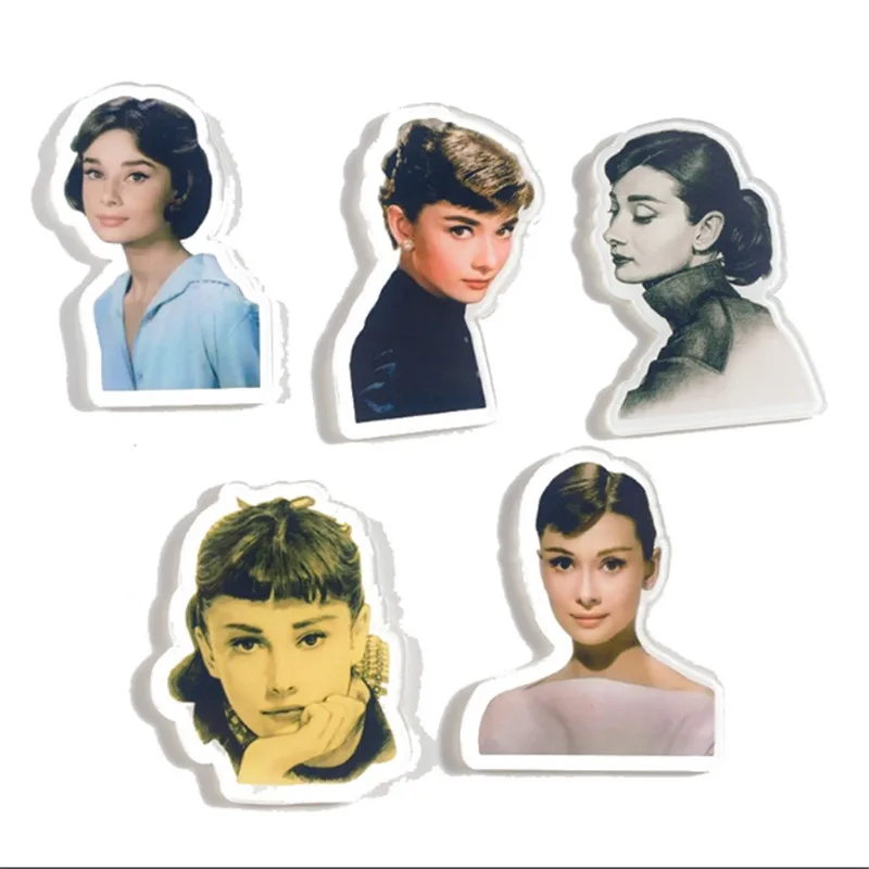 

1 PC Cartoon Audrey Hepburn Monroe Acrylic Badges Icons on The Pin Brooch Badges for Clothing Backpack Badge for Clothes Z213