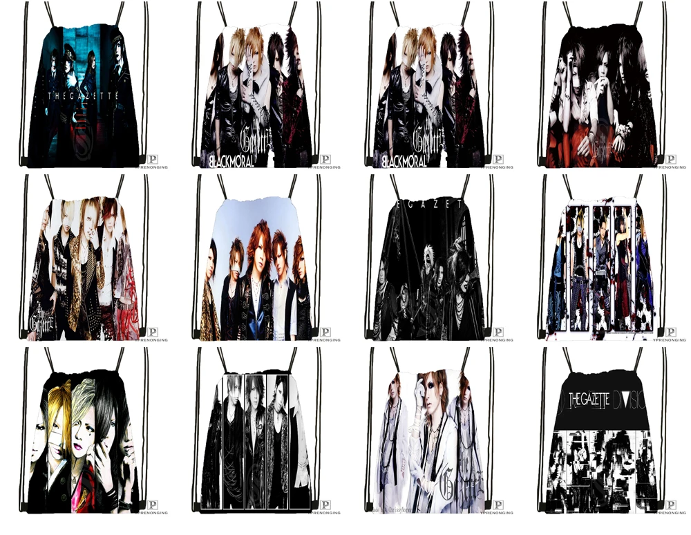 Custom the Gazette by Fxrence походная сумка на шнурке для мужчин и женщин милый рюкзак дети ранец(черная спина) 31x40 см#180531-01-39