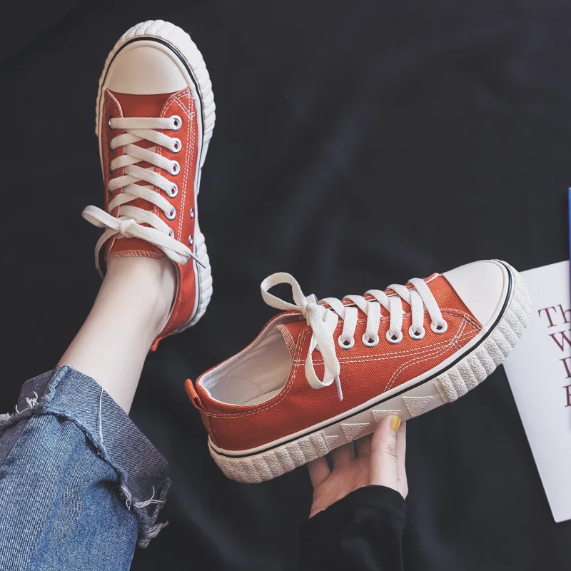 

Breathable Solid Color Canvas Women Shoes Autumn 2019 New Wild Breathable Flat Bottom Cloth Retro Non-slip Shoes Women sneakers