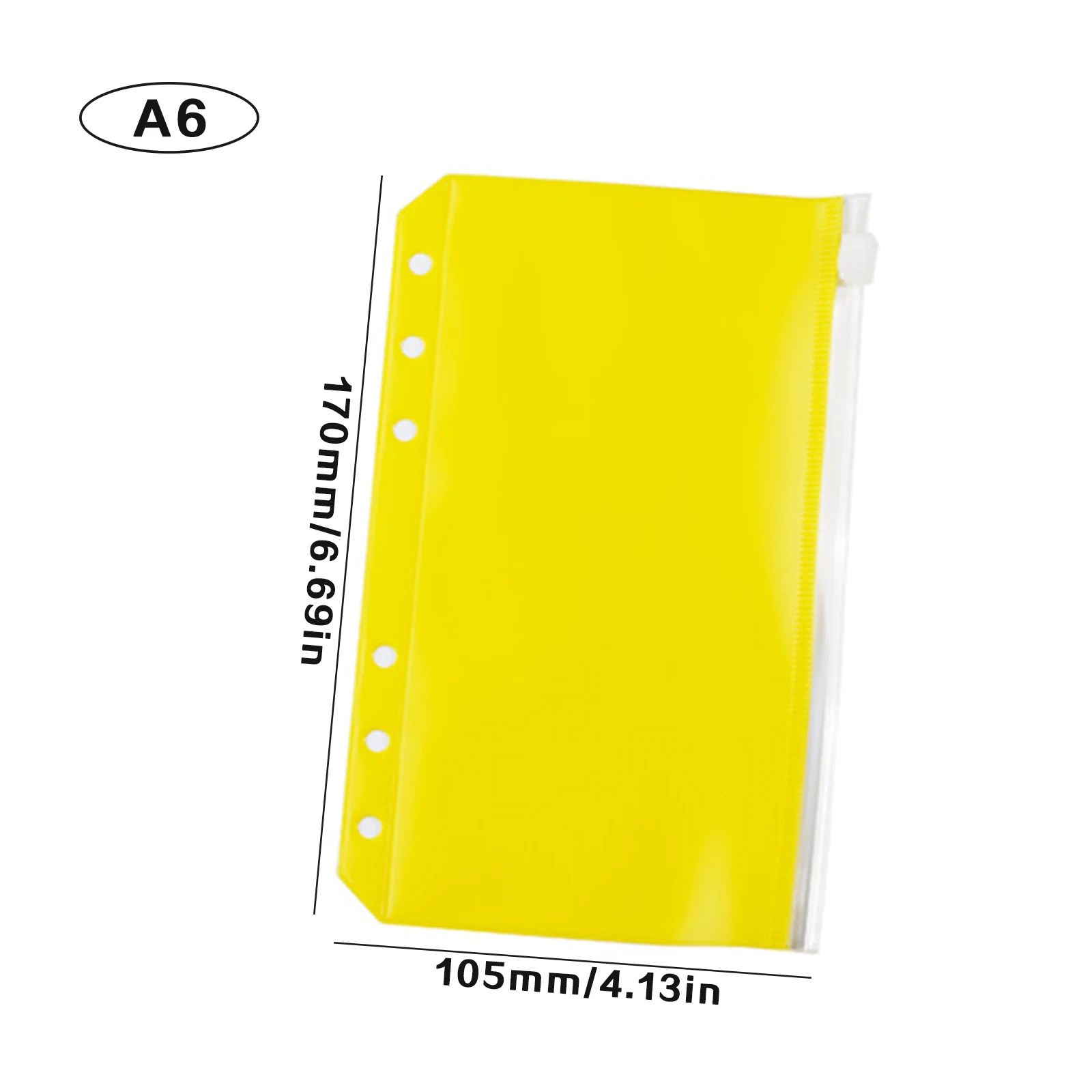 1PC Binder Pockets A6 Binder Loose Leaf Bag Color Clear Zipper Folders 17x11 cm For 6-Ring Notebook