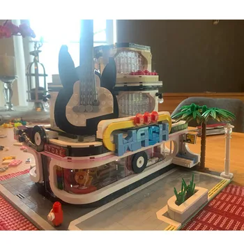 

City Buildings Street View In Blocks Guitar House Bricks Creator Expert Assembly Square With Light Modular Children Toys 16002
