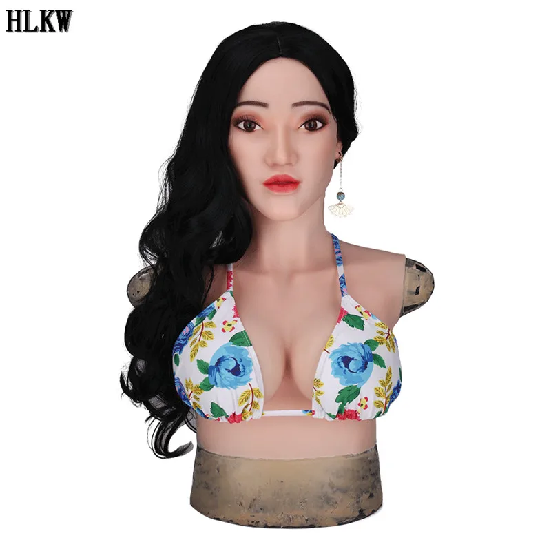 Sexy Elsa Style Goddess Face Mask with silicone breast forms Ladyboy Cosplay Costumes Male to Female for Crossdresser man |