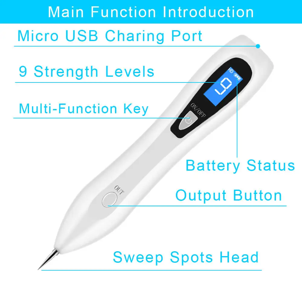 Mole Removal Pen Wart Remover 9 Electric Laser Machine Skin Freckle Tag Nevus (Age Dark Water Black