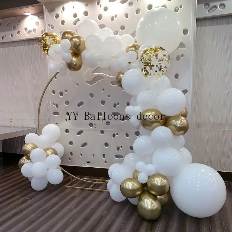 

YY 116 Pcs Blloons Macaron Pastel White Gold Candy Colored Latex Balloons for Birthday Wedding Party Decorations