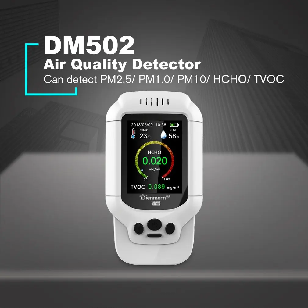 PM2.5/HCHO/TVOC Temperature Humidity Monitor AQI Air Quality Analysis Tester Gas Detector Analyzer Measuring Tool Smog Meter