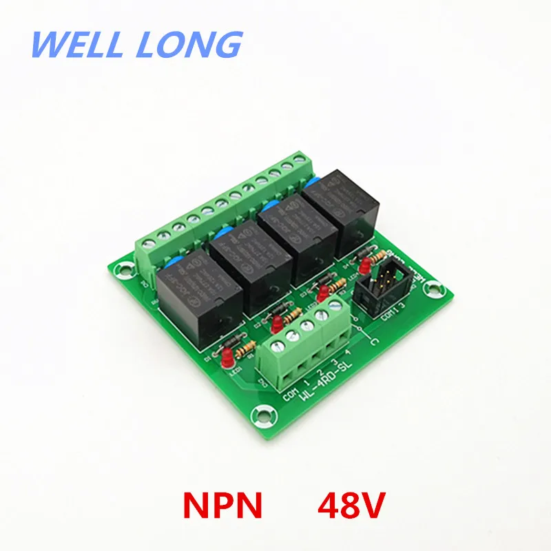 4-канальный тип NPN 48 в 15 А модуль интерфейса реле мощности HF JQC-3FF-48V-1ZS Relay. |