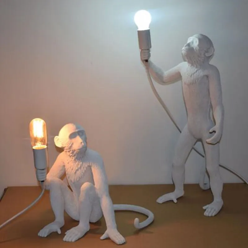 Современные подвесные светильники черного белого золота лампа в форме обезьяны