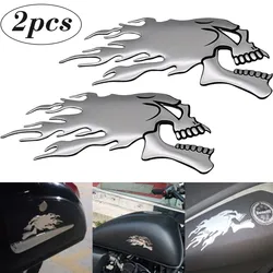 2Pcs Motorcycle 3D Sticker Car Skull Emblem Decals Fuel Tank Ghost Stickers Frame Body Decoration