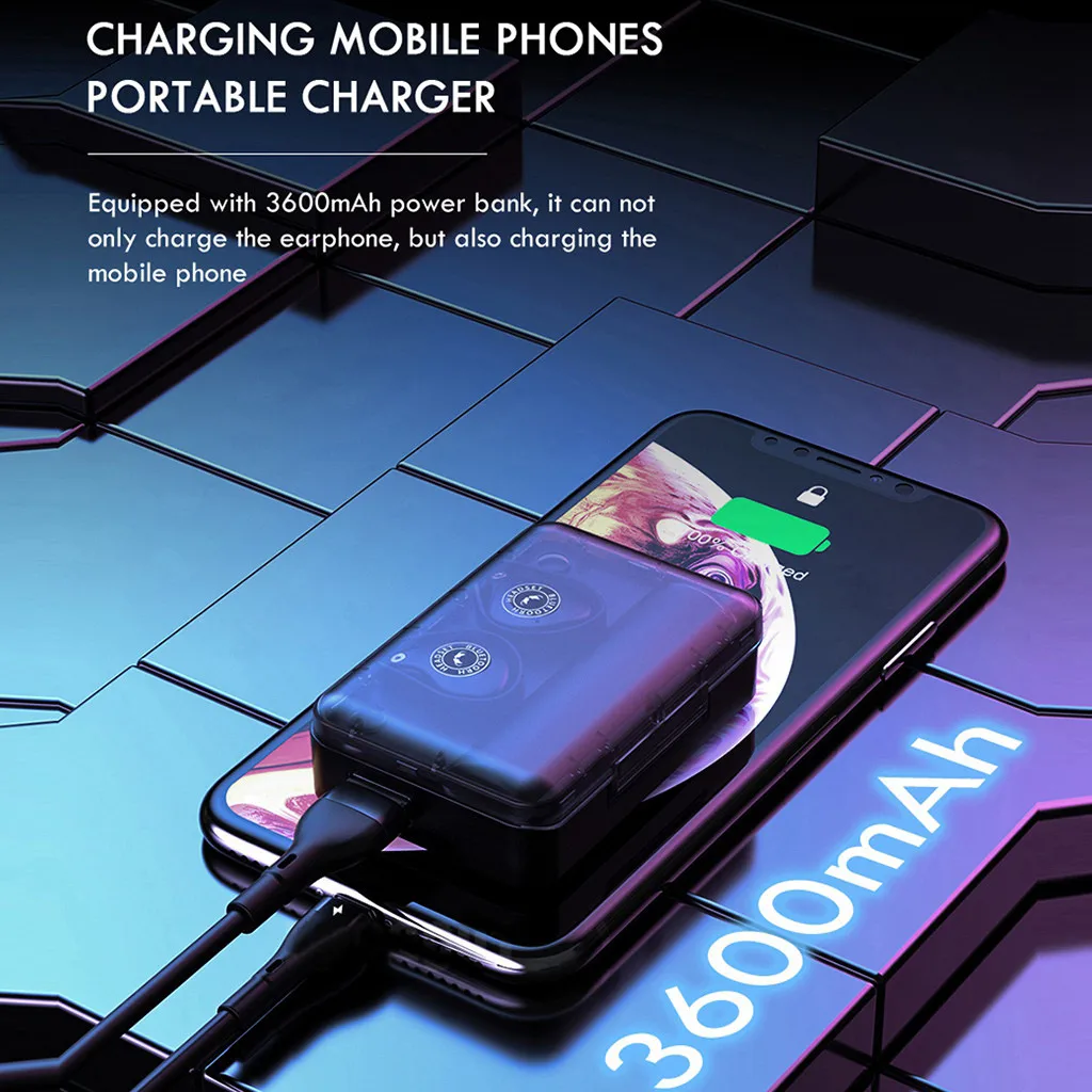50# Bluetooth наушники TWS 5,0 в водонепроницаемые стерео беспроводные наушники с шумоподавлением, игровая гарнитура, светодиодный дисплей, наушники