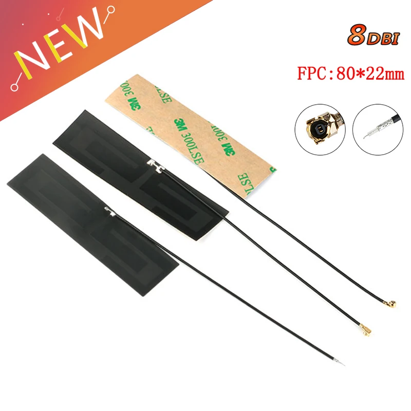 

10-1Pcs GSM GPRS 2G 3G 4G LTE internal antenna 8dbi FPC connector 80*22mm wireless modem aerial 8cm Long IPEX connector