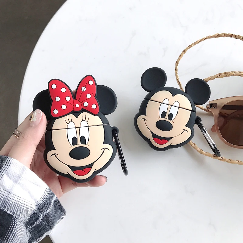 Super cute 3D Stitch cartoon silicone protection ring lanyard Wireless Earphone Charging case for AirPods 1 2 Bluetooth cover