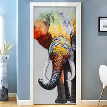 Наклейка на дверь самоклеющаяся DIY ремонт большая слоновая роспись водонепроницаемый холст печать искусство картина домашний Декор Спальня