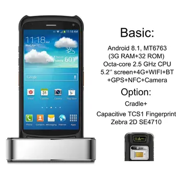 

C71 Qctacore 2.5G CPU Android 8.1 TCS1 Fingerprint PDA Mobile Data Collector 2D Barcode Scanner with 3G RAM 32G ROM Cradle